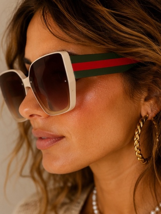 Luxe Accessories - Designer Inspired Cream Oversized Square Gradient Fashion Sunglasses